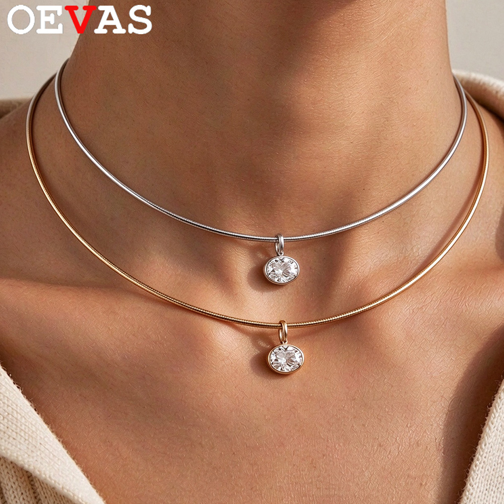 Bezels Set Pendant - OEVAS 2-4CT East West Ovalschliff Moissanit-Halskette