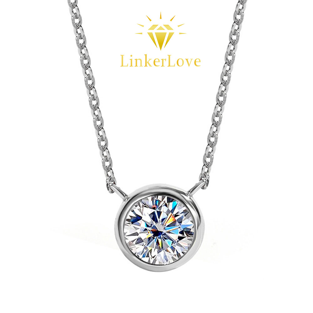 LinkerLove 1ct Moissanit-Halsk – Bezels Set Pendant Bewertung und Preis