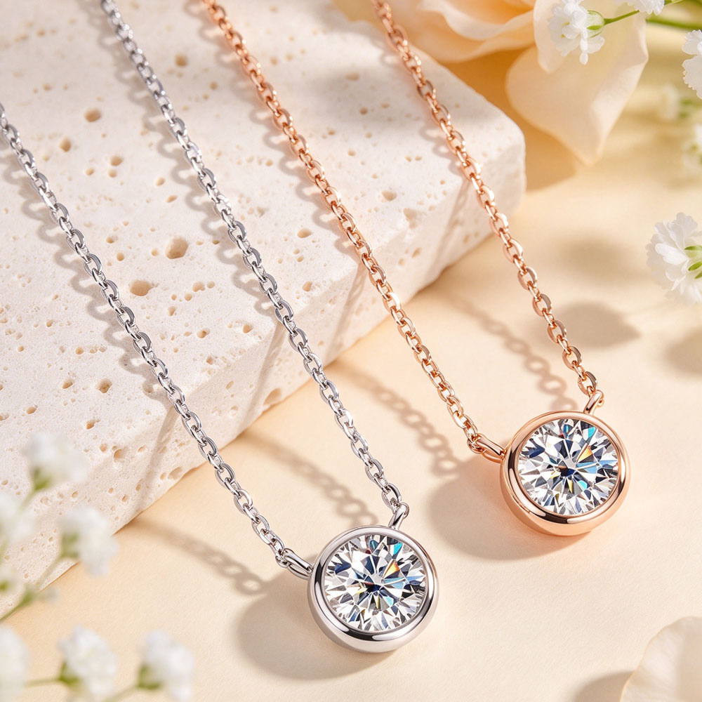 LinkerLove 1ct Moissanit-Halsk – Bezels Set Pendant Bewertung und Preis