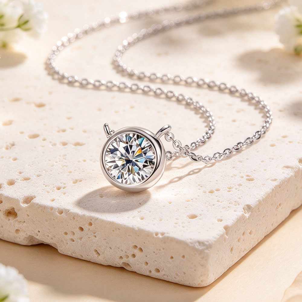 LinkerLove 1ct Moissanit-Halsk – Bezels Set Pendant Bewertung und Preis